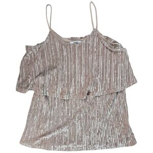 RO&DE Womens Velvet Cold Shoulder Tiered Cami Top Size S Made‎ in USA